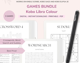 Kobo Libra Color-gamebundel: woord zoeken, kruiswoordraadsel, sudoku (pdf)