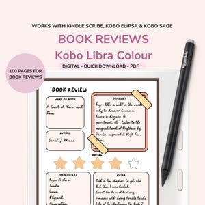 Digital Book Review Journal: Kobo Libra Colour Reading Tracker (PDF Download)