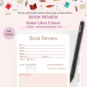 Kobo Book Review Journal: 200 Pages for Kobo Libra Colour (Digital Download)