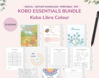 Kobo Essentials Bundle for Kobo Libra Colour Games Reading Journal Maze Wordsearch Crosswords Coloring Painting Planner Sudoku Habit Tracker