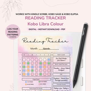 Kobo Libra Colour Reading Tracker: 12-Month Planner (Digital Download)