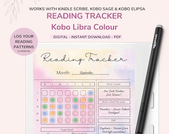 Kobo Libra Colour Reading Tracker: 12-Month Planner (Digital Download)