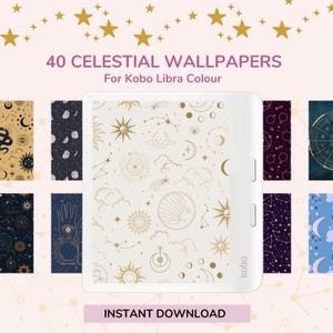 Sfondi colorati Kobo Libra: 40 design di astrologia celeste (download digitale)