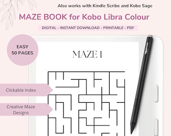 Libro Kobo Libra Colour Maze: 50 pagine facili (download PDF)