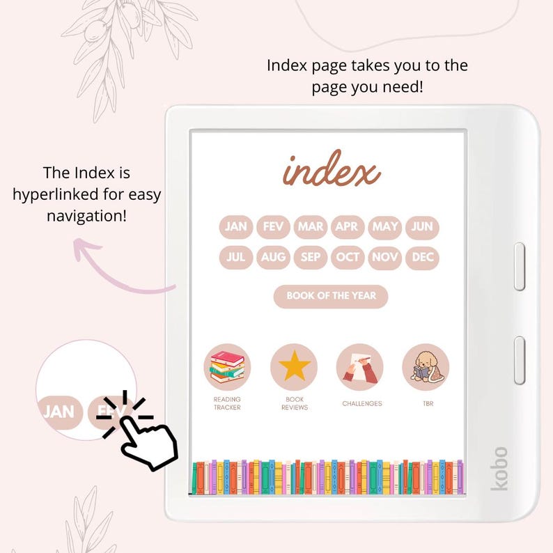 Kobo Libra Colour Reading Journal Book Review Planner Book TBR Shelves Planner Pen Stylus games template puzzles notes (Digital Download) image 2