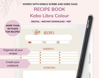 Kobo Libra Colour Recipe Book: Customizable Digital Cookbook (Digital Download)
