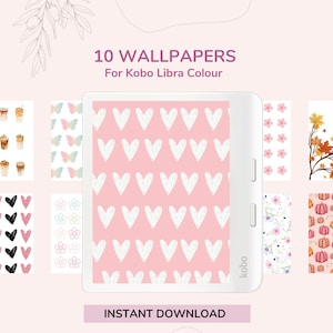 Kobo Wallpapers Screen Savers Lock Screen Background for Kobo Libra Colour | Instant Download for ereader wallpapers flower coffee themed