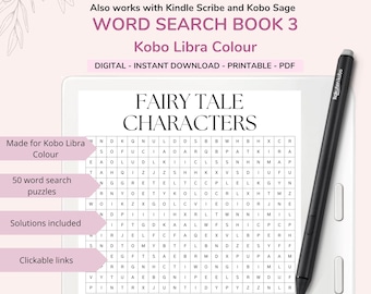 Kobo Libra Color Word Search Game Puzzle WordSearch Penna Stilo Scarica Modello Gioco Relax Sfondi Diario