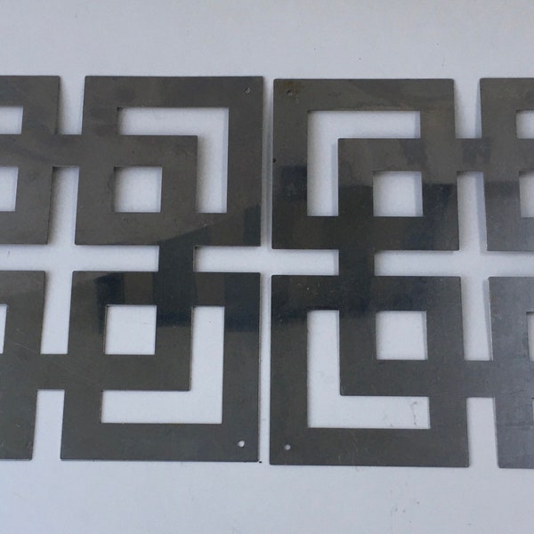 2 Mid Century Modern Decorative Metal Panels Geometric Block Squares Wall Hanging Decorate Furniture