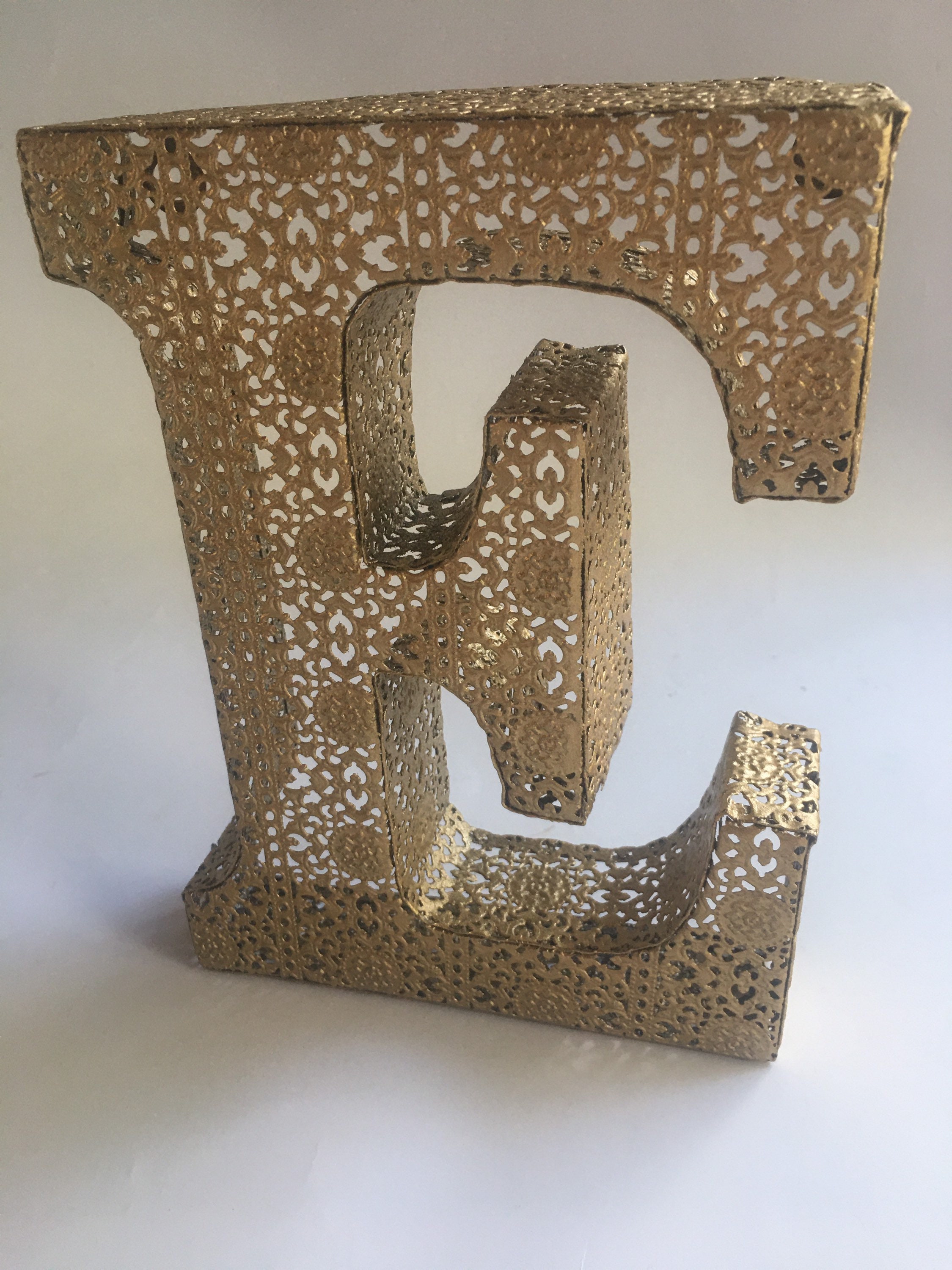 Filigree METAL Alphabet Letter E Standing 3D | Etsy