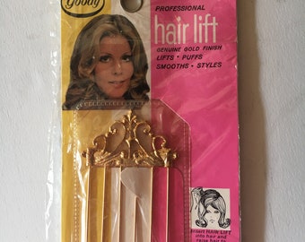 Vintage 1960 GOODY Gold Hair Lift Professional Pick Comb NOS USA Decorative