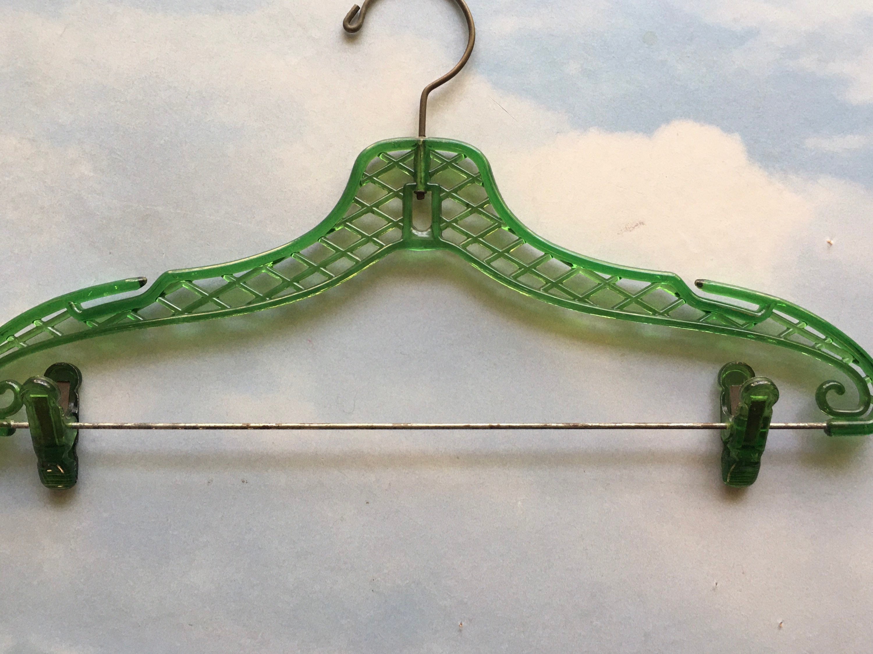 Vintage Clothes Hanger Retro Plastic Clip Hanger GREEN Lattice Etsy