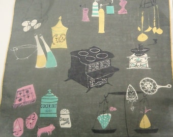 Pat Prichard Vintage Hankie Handkerchief or Scarf Kitchen Theme