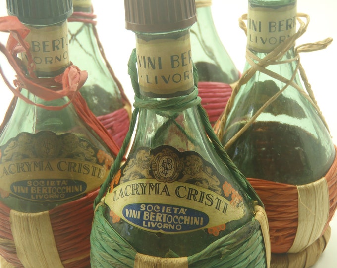 Mini Chianti Straw Bottles Lot of 5 Miniature Etsy