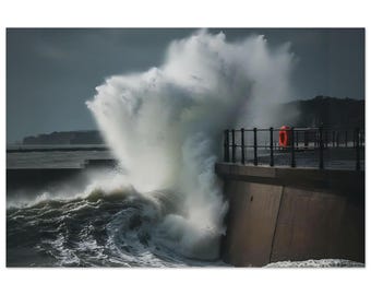 Storm Wave Wall Art – Aluminium Metal Print, Coastal Photography, Seaside Decor UK