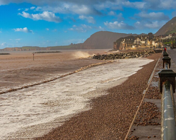 Devon,Sidmouth Seafront Beach - Beautiful Day Photo | Digital Download, seascape lover gift art, high res fine art decor, British Seaside