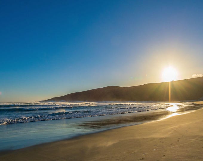 Sunset Wild Beach Waves Photo Download – NZ South Island Seascape, Travel Gift & Fine Art Wall decor
