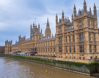 Houses of Parliament Photo: London Thames River Cityscape (Digital Download)