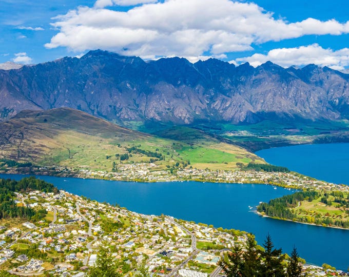 Queenstown New Zealand Aerial Photography: Lake Tahoe Scenic View (Digital Download)