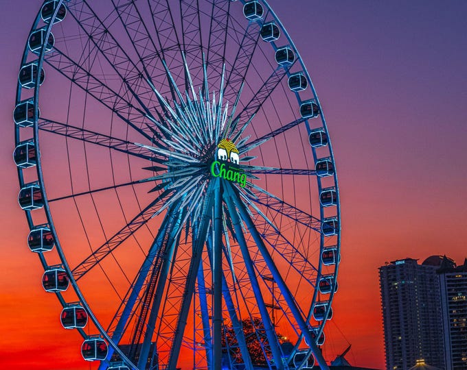 Big Wheel Lights at Night - Bangkok Photo | Digital Download