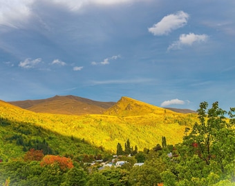 Autumn Arrowtown Landscape Photo Download, NZ South Island Travel Gift, Rustic Countryside Wall Art