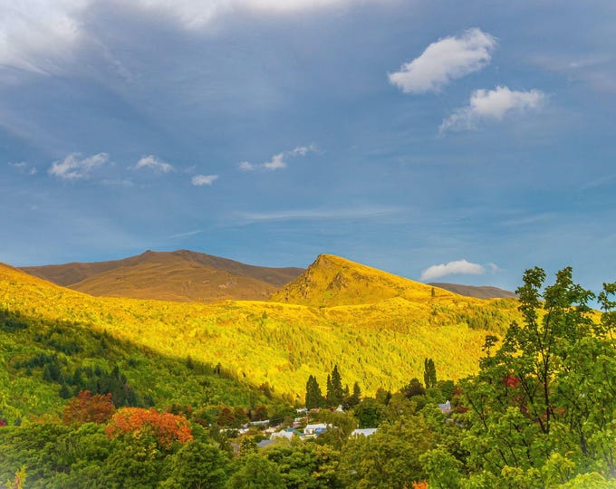 Autumn Arrowtown Landscape Photo Download, NZ South Island Travel Gift, Rustic Countryside Wall Art
