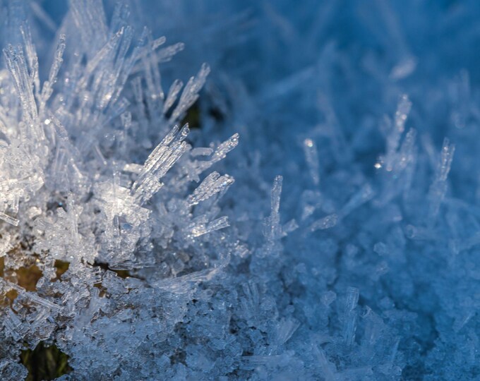 Close-Up Ice Crystals – Winter Sun Reflection Photo – Instant Download