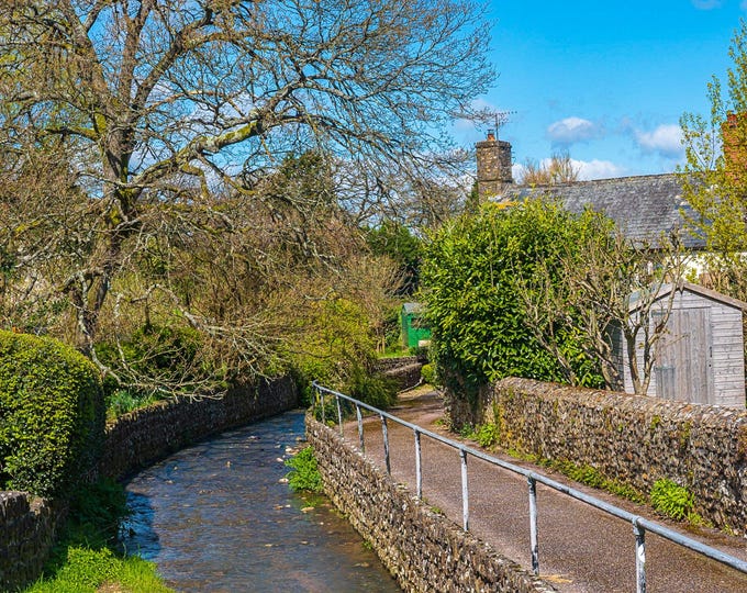 Charming Village Bridge Photo, Gittisham Devon, Red Phone Box & Stream, Digital Download"