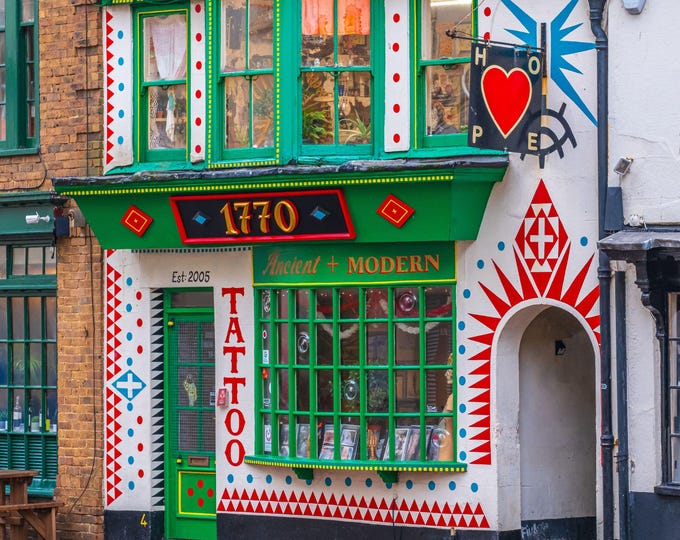 Georgian Colorful Shop, The Lanes Brighton Photography, Digital Art Download, vintage download gift print , ancient building, vintage decor