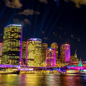 Sydney Harbour Night Photo: Vivid Light Show Art Print (Digital Download)