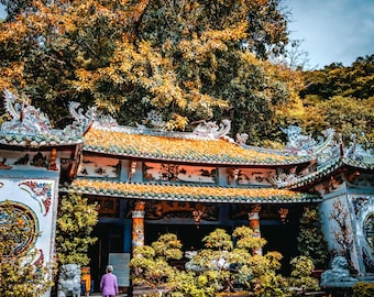 Hue Vietnam Temple Photo: Autumn Travel Photography Art (Digital Print Download