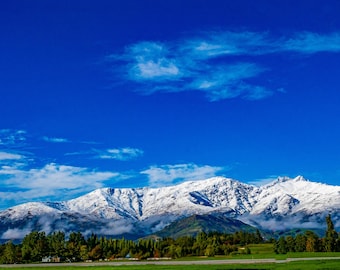 Arrowtown New Zealand Print: Snowcapped Mountains Landscape (Digital Download)
