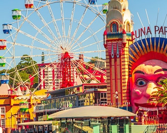 Luna Park Sydney Photo: Colourful Funfair Wall Art (Digital Download