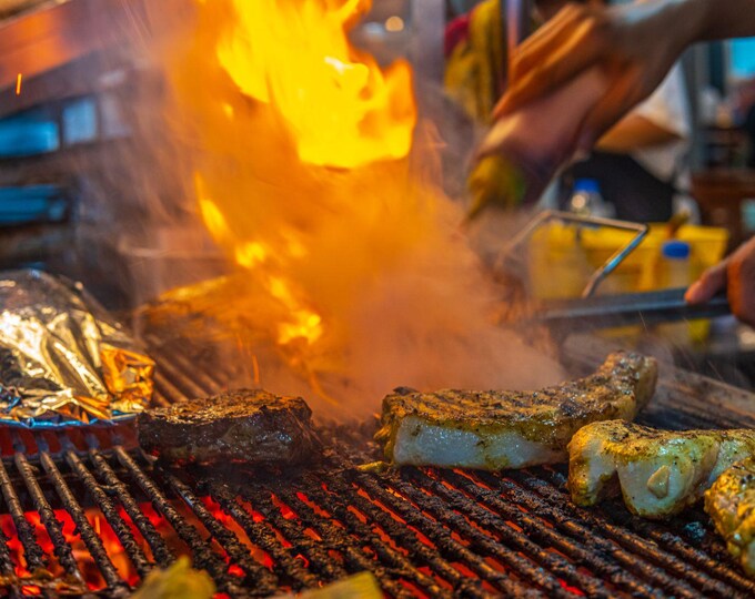 Meat BBQ at Thailand Market, Bangkok Street Food Scene Photo Download
