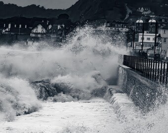 Stormy Sidmouth Black and White Digital Print
