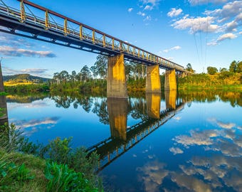 Blue Sky Bridge Reflection Photo: NSW Travel Art (Digital Download)