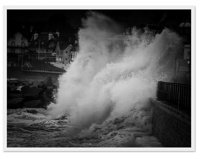 Sidmouth Storm Wave | Black & White Coastal Wall Art Print