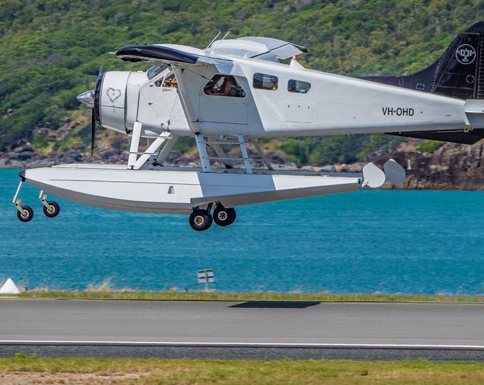 Photo Instant Download Seaplane Landing Hamilton Island Airport Whitsunday Islands Australia,  Seaplane Tropical island Aircraft Wall Art