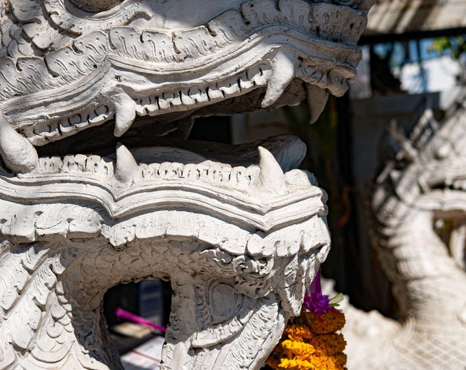 Thailand Dragon Statue, Ancient God Photo Download, Thai Asian Wall Art, Travel Gift for Adventurers