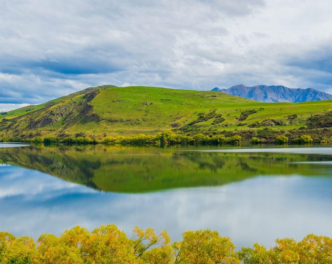 New Zealand Lake Reflection Photo – Mountain Landscape Wall Art | Instant Download, Nature Print, Travel Decor, Gift for Her or Him