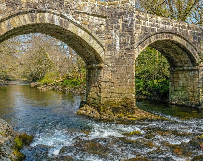 Ancient Bridge & Rocky River Dartmoor Photo Download – Devon Landscape Gift, High Res Rural England Wall Art