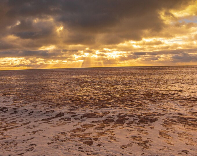 Sun Rise Over the Sea - Sidmouth Devon Photo | Digital Download| Ocean lover high res wall art gift for her, | fine art, Unique gift for Mum