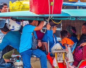 Large Family on Tuk Tuk Photo Download, Cambodia Travel Gift, Exotic Phnom Penh Wall Art Decor, Travel Lover, High Res Fine Art