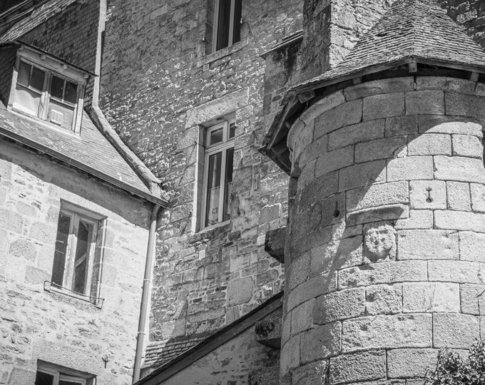 Black and White Photo – Medieval Castle in Carcassonne, France – Historic Architecture Download