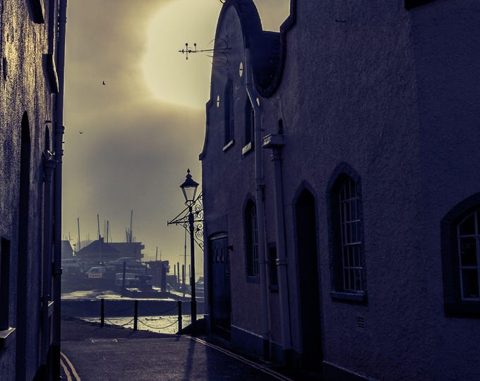 Etsy Listing: Misty Sunrise Street at Topsham Quay - Early Morning Photo Download