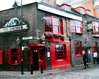 Vintage London Pub Photo: Thames River, Historic Architecture (Digital Download