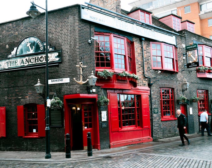 Vintage London Pub Photo Download.The Old Anchor Thameside Print.Historic River Scene.London Decor.High Res Fine Art.Instant Download