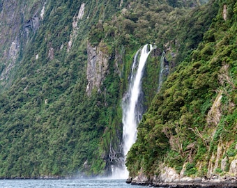 Milford Sound Waterfall Photo: New Zealand South Island Wall Art (Digital Download)