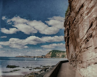Vintage Seaside Photo Download – Old Sidmouth Devon England, Coastal Walk Sandstone Cliffs, Historic Seaside Wall Art Print, Antique Gift