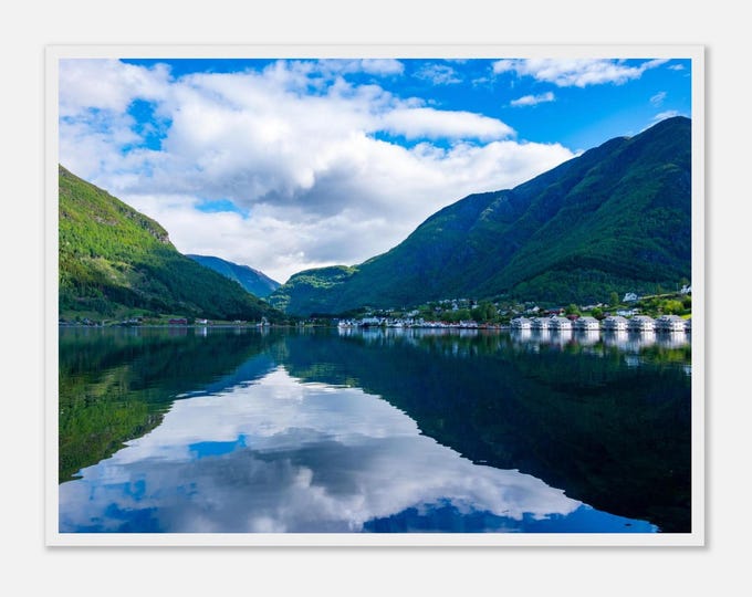 Norway Fjord Framed Print – Landscape Wall Art, Premium Matte Poster, Wooden Frame